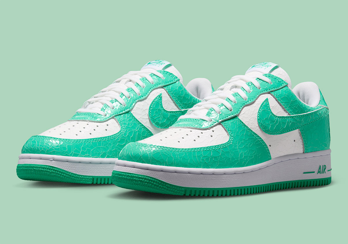 Nike Air Force 1 Low 01 Crackled Patent Leather Green Ja0248 001 5