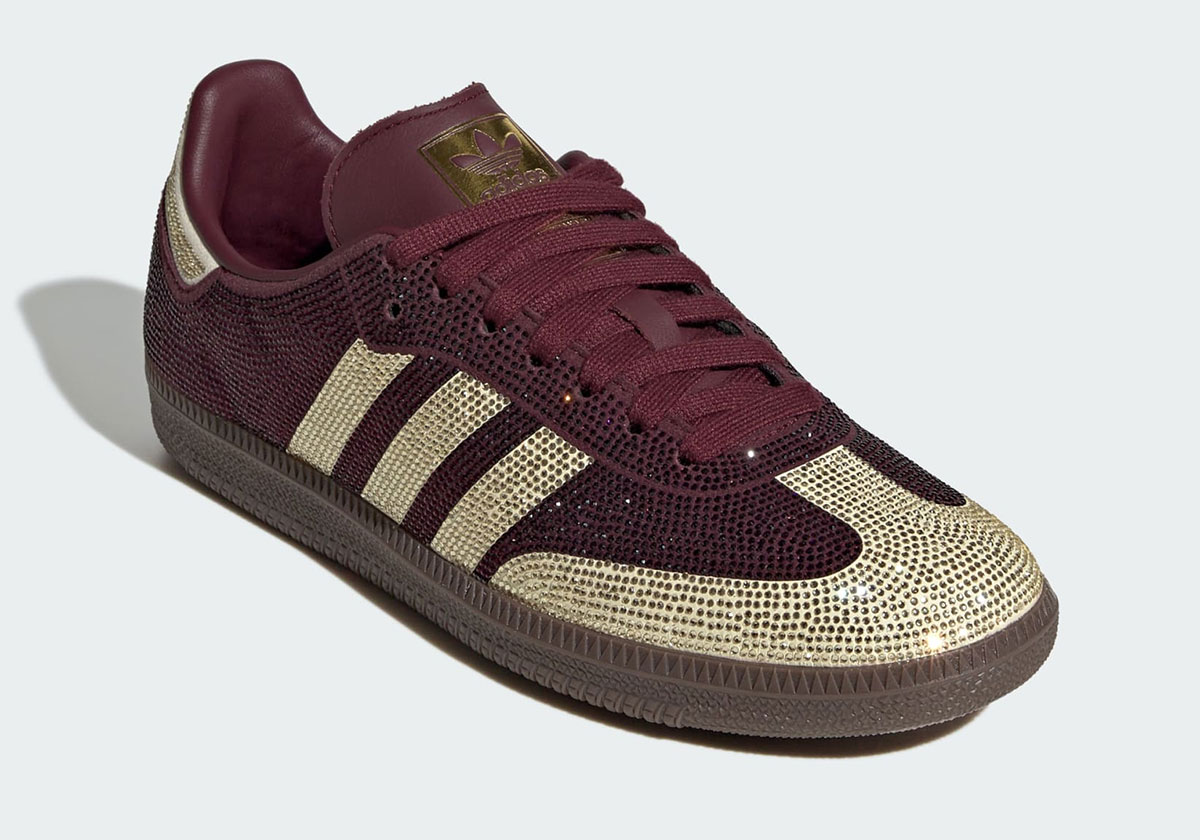 Adidas Samba Rhinestones Maroon Gold Kj7488 1