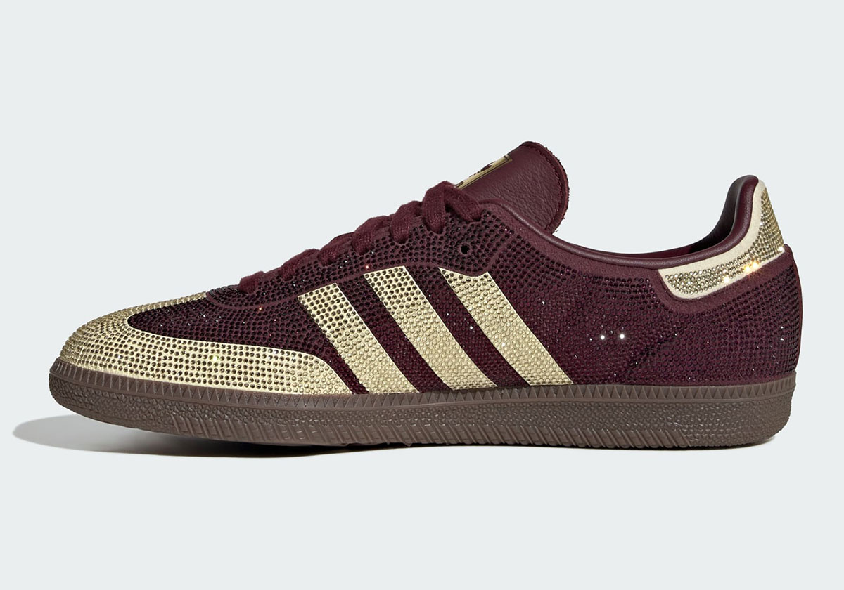 Adidas Samba Rhinestones Maroon Gold Kj7488 5