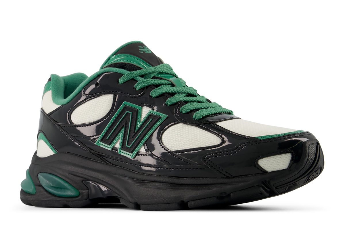 The New Balance 2010 Polishes Up Black And Green Patent Leather