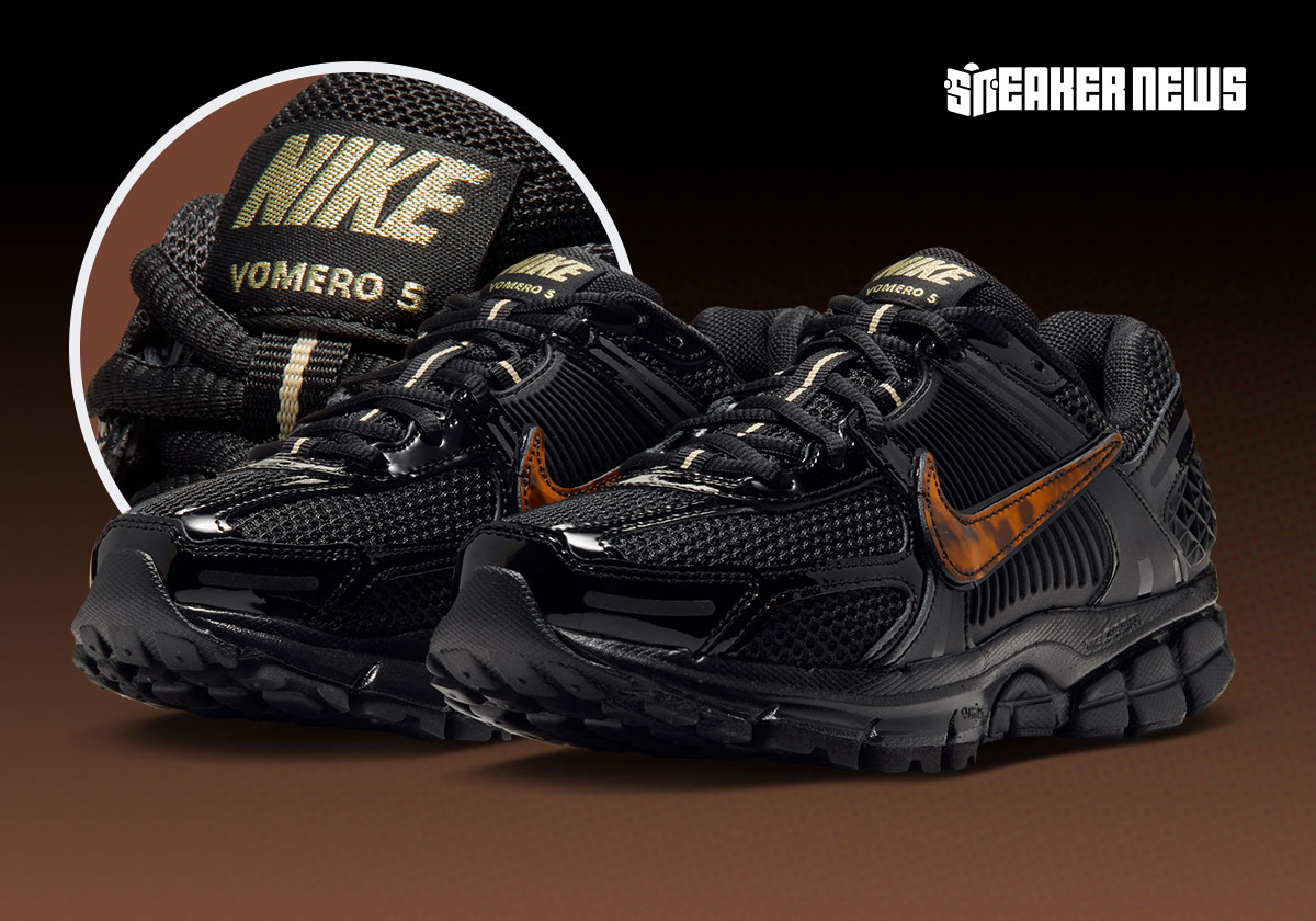 Tortoise Shell Swooshes Decorate This Stealthy Nike Zoom Vomero 5