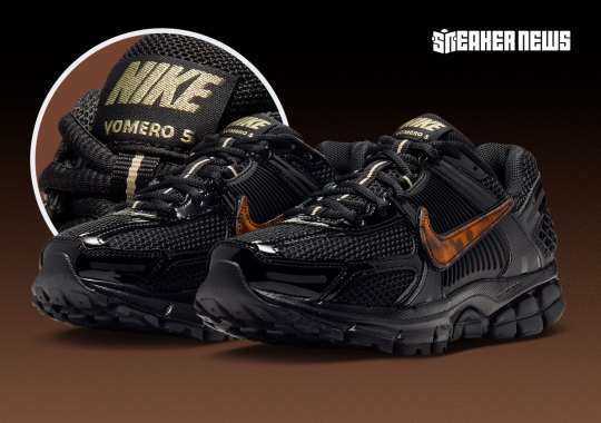 Tortoise Shell Swooshes Decorate This Stealthy Nike Zoom Vomero 5
