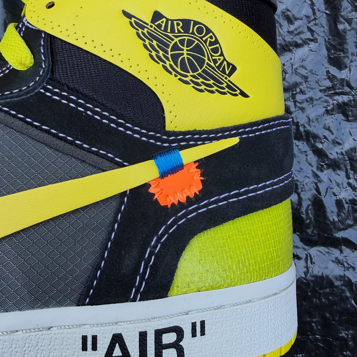 Off White Air Jordan 1 Black Yellow Looksee Sample 2
