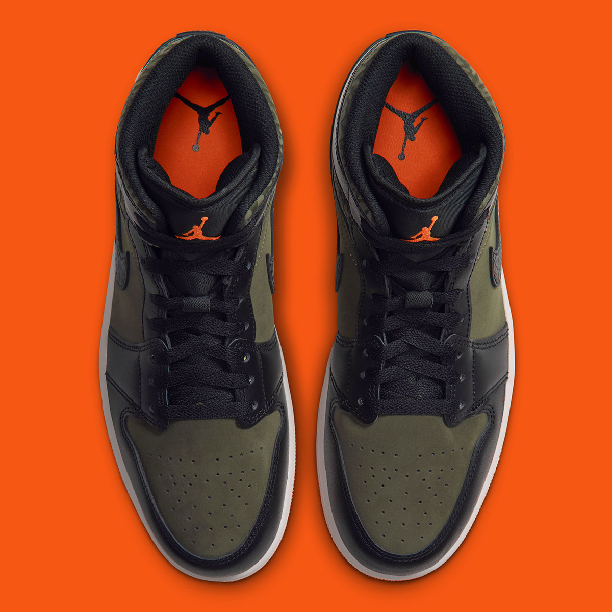Air Jordan 1 Mid Elephant Print Cargo Khaki Total Orange Black Ja4150 325 5