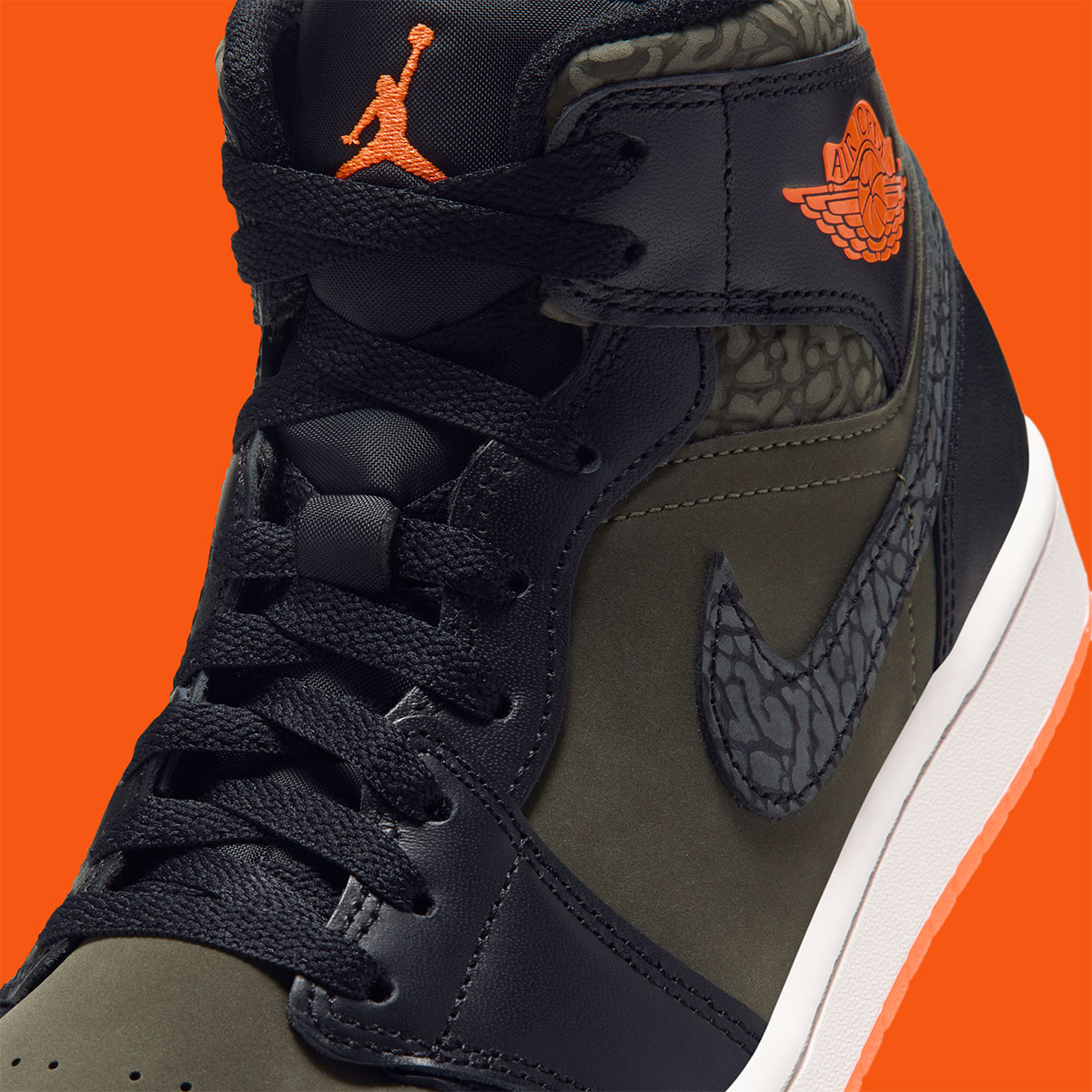 Air Jordan 1 Mid Elephant Print Cargo Khaki Total Orange Black Ja4150 325 8