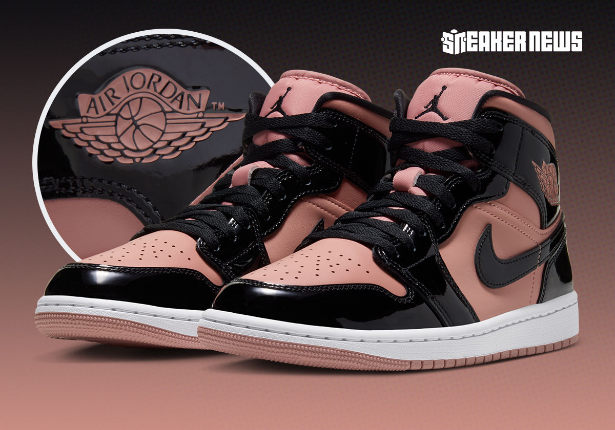 Black Patent Leather Lands On The Air Jordan 1 Mid "Rust Pink"
