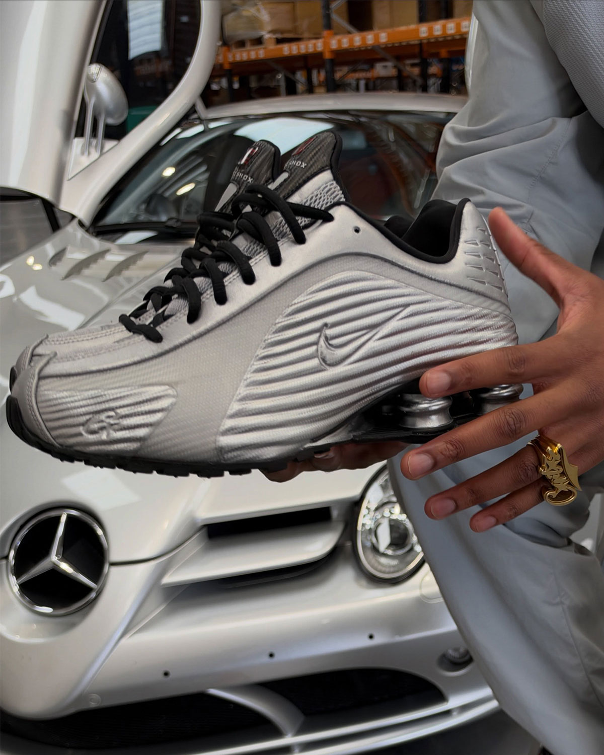Corteiz Nike Shox R419 Metallic Silver Iq9951 001 9