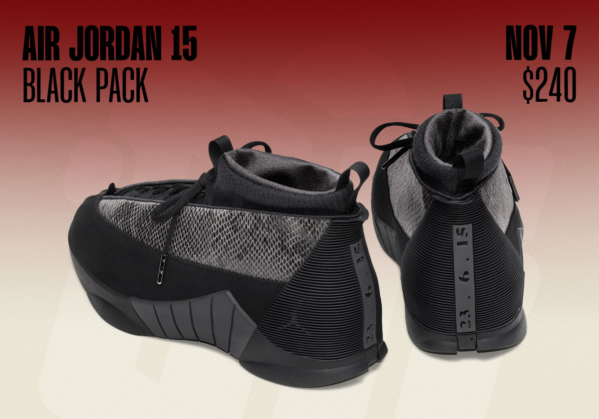 Jordan Release Dates November 2026 Air Jordan 15 Black Pack