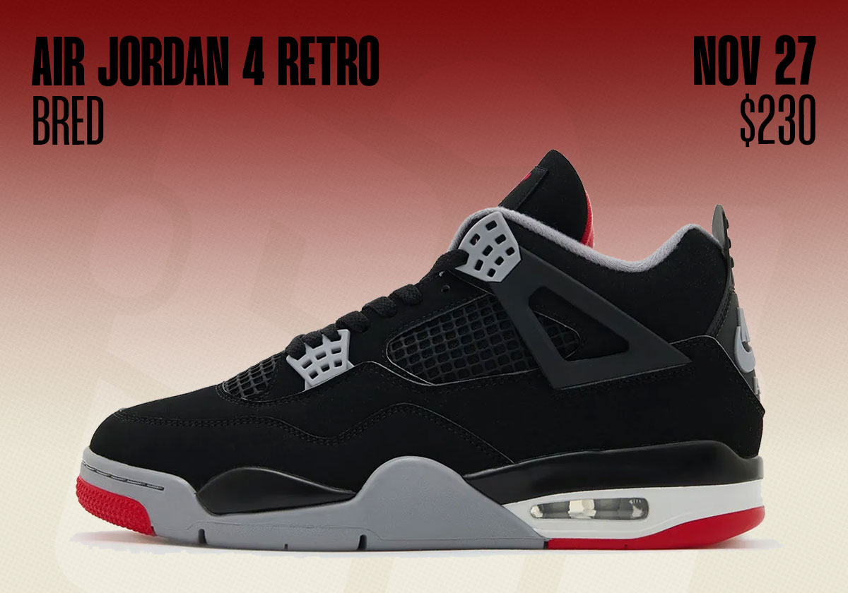 Jordan Release Dates November 2026 Air Jordan 4 Bred