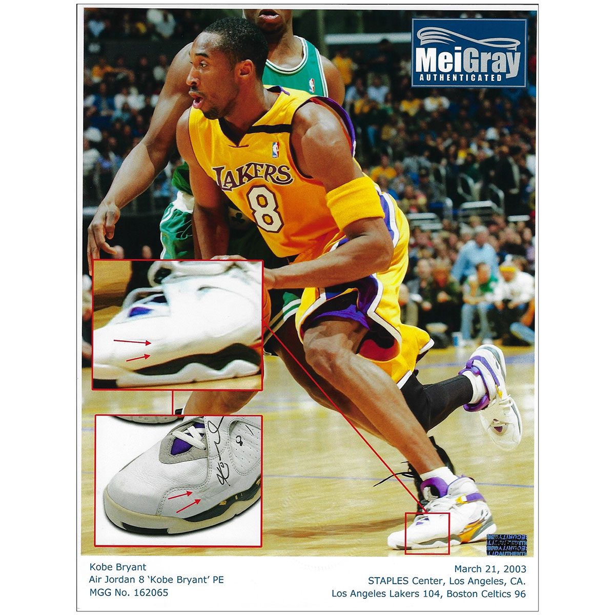 Kobe Bryant Air Jordan 8 Game Worn Autographed Pe 5