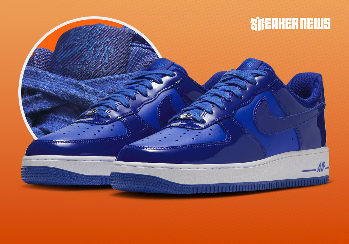 Patent Leather Wraps A Knicks-Coded Nike Air Force 1 Low “Deep Royal Blue”