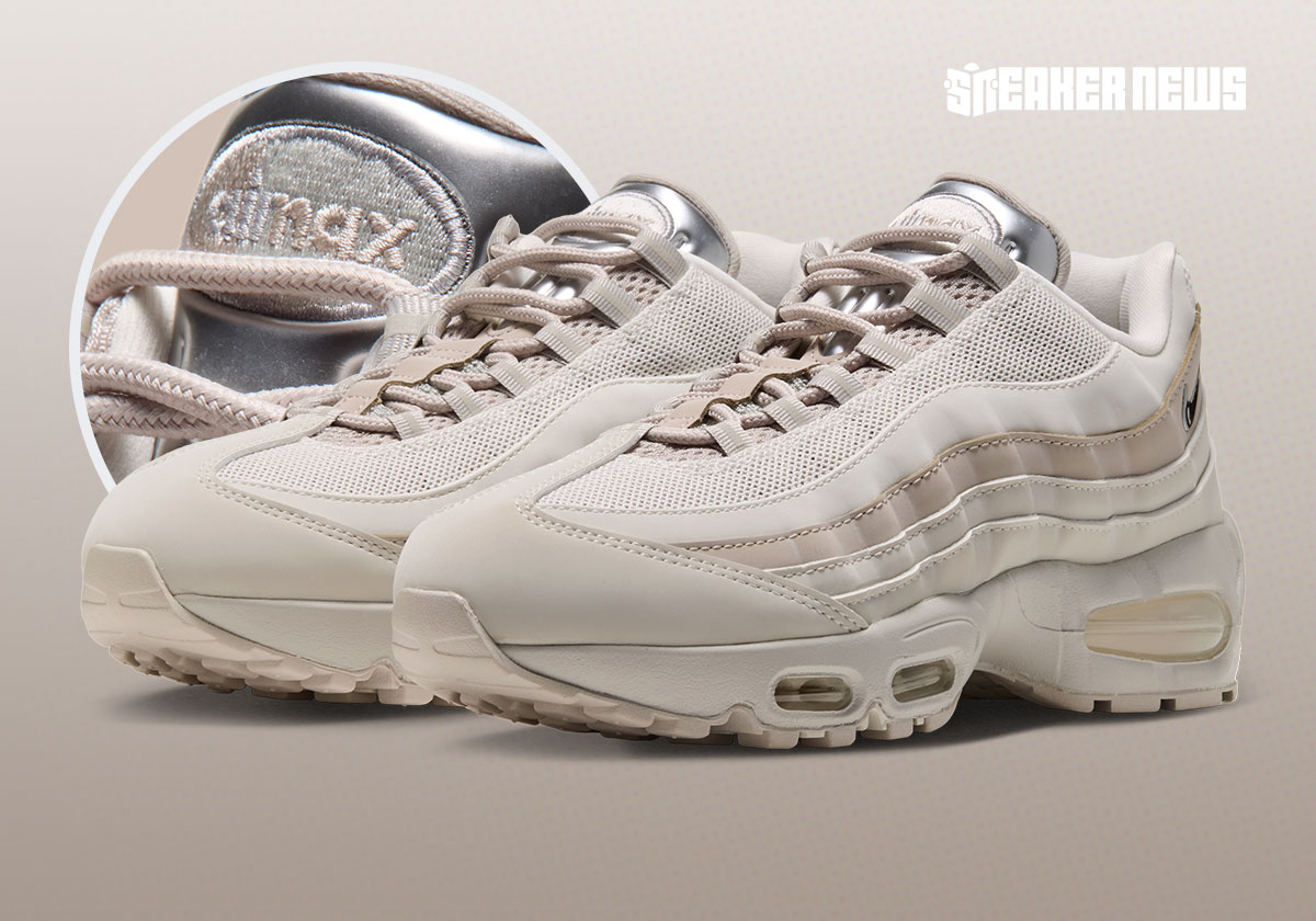 The Nike Air Max 95 Paints Shimmering Silver Onto This “Light Bone” Look