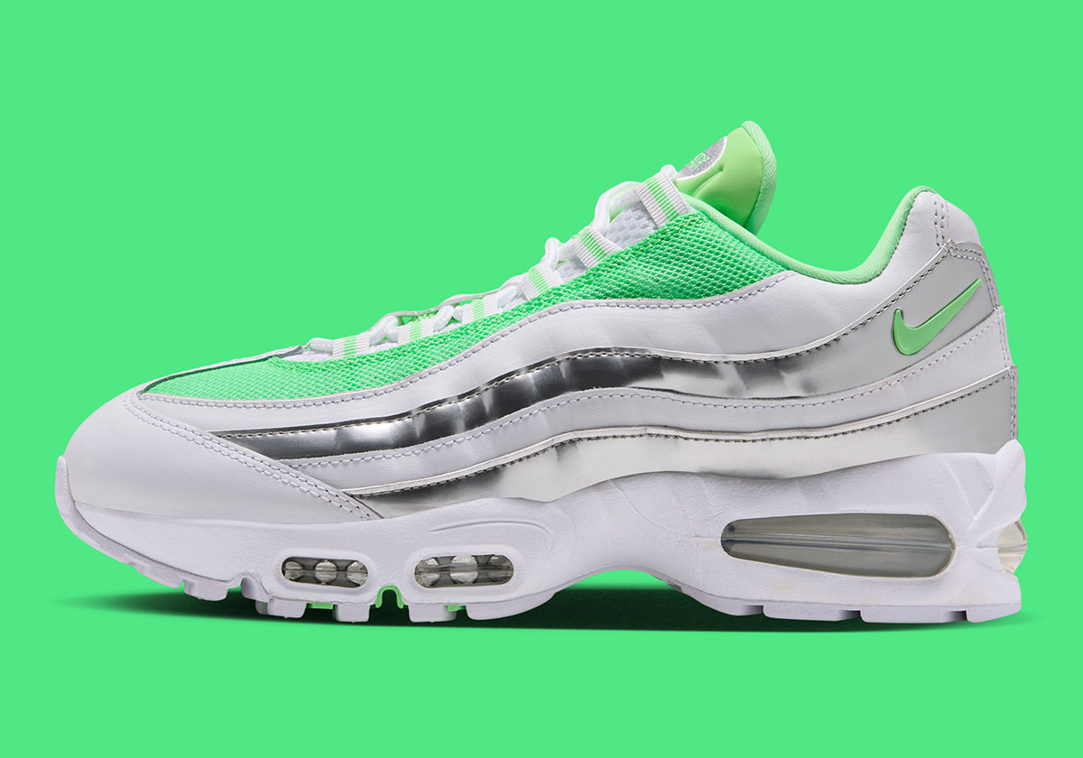 Nike Air Max 95 White Black Metallic Silver Illusion Green Ir5591 100 2