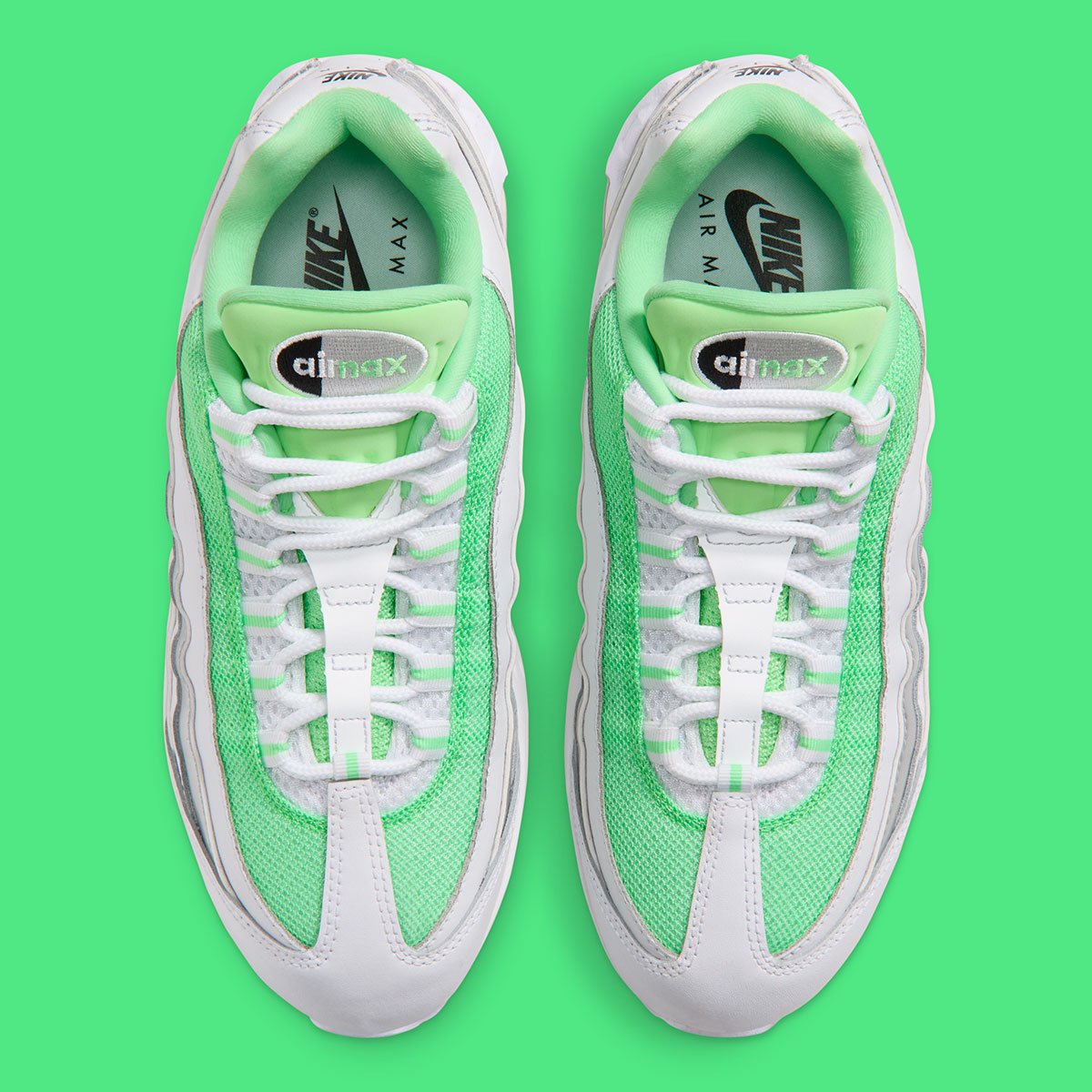 Nike Air Max 95 White Black Metallic Silver Illusion Green Ir5591 100 5