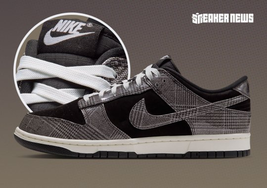 The Nike Dunk Low Combines Tweed And Patent Leather